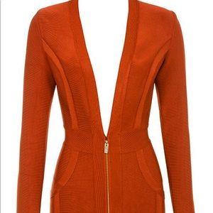 Orange body con bandage dress